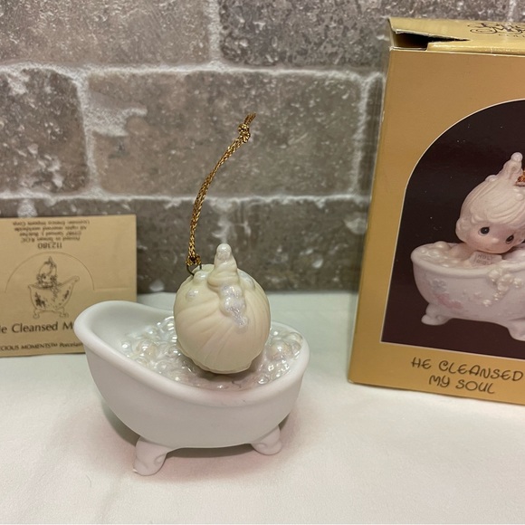 VTG 1987 Precious Moments “He Cleansed My Soul” Christmas Ornament.  Baptism - Picture 3 of 6